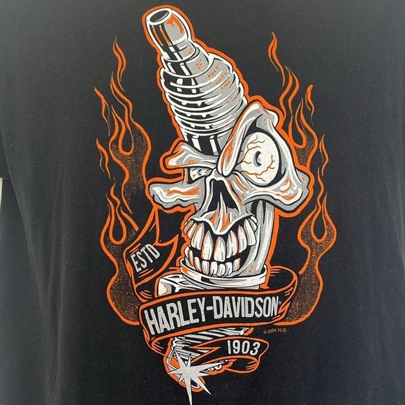 Harley Davidson -Spark Plug Skeleton Daytona Beach Florida T Shirt Medium - Picture 3 of 9